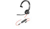 Poly Blackwire 3315 Monaural Microsoft Teams Certified USB-C Headset +3.5mm Plug +USB-C/A Adapter 8X218AA