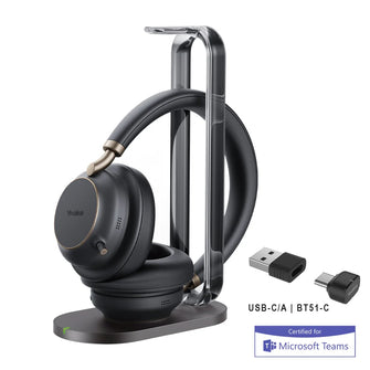 BH76 Plus with Charging Stand Teams Black USB-C/A Yealink Bluetooth headset with USB-A/C BT dongle (Teams certified) (includes charging stand) 1208699