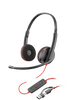 Poly Blackwire 3220 Stereo USB-C Black Headset +USB-C/A Adapter Black Wire (Bulk) 8X2J9A6