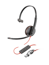 Poly Blackwire 3210 Monaural USB-C Black Headset +USB-C/A Adapter (Bulk) 8X2J8A6