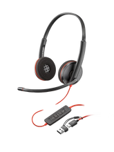 Poly Blackwire 3220 Stereo USB-C Headset +USB-C/A Adapter (Bulk) 8X228A6