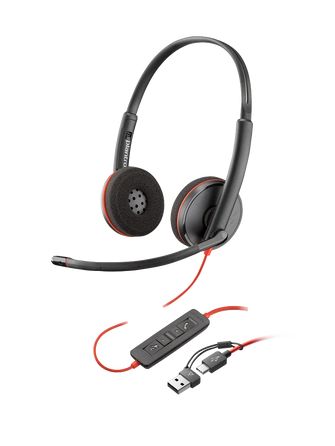 Poly Blackwire 3220 Stereo USB-C Headset +USB-C/A Adapter (Bulk) 8X228A6