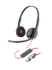 Poly Blackwire 3225 Stereo USB-C Headset +3.5mm Plug +USB-C/A Adapter (Bulk) 8X229A6
