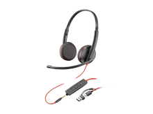 Poly Blackwire 3225 Stereo USB-C Headset +3.5mm Plug +USB-C/A Adapter (Poly 209747-101 or HP 8X229AA)