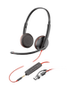Poly Blackwire 3225 Stereo USB-C Headset +3.5mm Plug +USB-C/A Adapter (Poly 209747-101 or HP 8X229AA)
