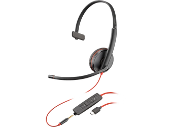 Poly Blackwire C3215 Monaural Headset +Carry Case 80S05AA