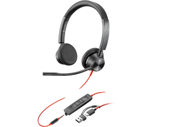 Poly Blackwire 3325 Stereo USB-C Headset +3.5mm Plug +USB-C/A Adapter 8X221AA