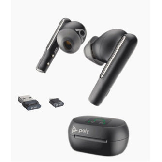 Poly Voyager Free 60+ UC White Sand Earbuds +BT700 USB-A Adapter +Touchscreen Charge Case 7Y8G5AA